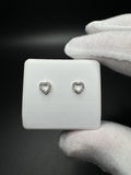 6mm 10k Yellow Gold Heart Shaped Outline Studs 1/8ctw Natural Diamonds .6g