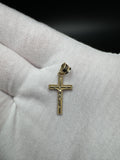 3/4” 14k Yellow Gold Square Crucifix 3.5mm Bail .8g