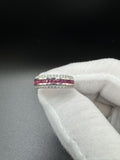 Size 9 Silver 1/3ctw Natural Diamond & Natural Ruby Ring 3.8g