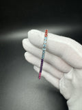 7.5” Silver 3mm Multi Gemstone Rainbow Tennis Bracelet 13g