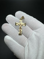 1.75” 14k Gold Square Cross/Crucifix 5.2mm Bail 3.2g
