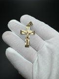 1.75” 14k Gold Square Cross/Crucifix 5.2mm Bail 3.2g