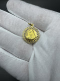 3/4” 14k Yellow Gold Round Reversible Jesus & Mary Pendant 3.5mm Bail 2.84