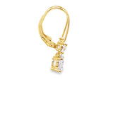 2.00ctw lab grown diamond graduated two-stone drop leverback earrings in 14K yellow gold, view 2 - Ott Family Jewelry