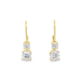 2.00ctw lab grown diamond graduated two-stone drop leverback earrings in 14K yellow gold - Ott Family Jewelry