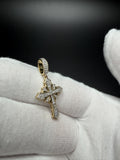 1.25" 10k Yellow Gold Sunburst Cross 1/2ctw Natural Diamond Pendant 8mm Bail 2.3g