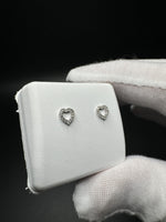 6mm 10k Yellow Gold Heart Shaped Outline Studs 1/8ctw Natural Diamonds .6g