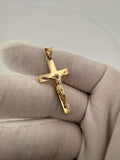 1.5” 14k Yellow Gold Square Cross & Crucifix 4mm Bail 3.0g