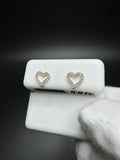 8mm 10k Yellow Gold 1/5ctw Natural Diamond Cursive Style Heart Outline Studs .7g