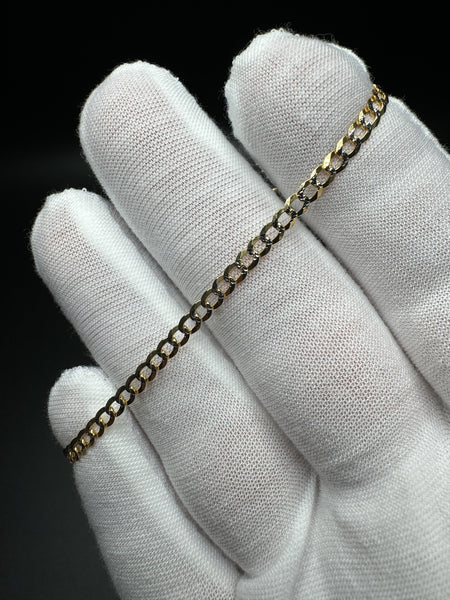 7” 14k Gold Diamond Cut Curb 3mm 2.6g