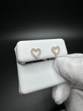 8mm 10k Yellow Gold 1/5ctw Natural Diamond Cursive Style Heart Outline Studs .7g