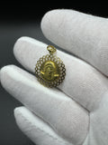 3/4” 14k Yellow Gold Round Reversible Jesus & Mary Pendant 3.5mm Bail 2.84