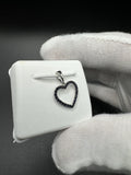 3/4” 14k White Gold Heart Pendant Covered in Natural Black Diamonds 3mm Bail .7g