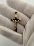 1.5” 14k Yellow Gold Square Cross & Crucifix 4mm Bail 2.91g