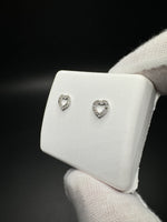 6mm 10k Yellow Gold Heart Shaped Outline Studs 1/8ctw Natural Diamonds .6g