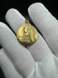 1” 18k Yellow Gold Mary Pendant 3.3mm Bail 6.6g