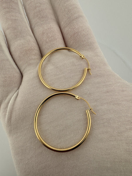 35mm x 2mm 18k Yellow Gold Hoops 2.82g