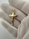 1.5” 14k Yellow Gold Square Cross & Crucifix 4mm Bail 2.91g