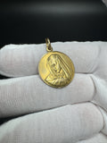 1” 18k Yellow Gold Mary Pendant 3.3mm Bail 6.6g