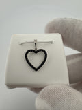 3/4” 14k White Gold Heart Pendant Covered in Natural Black Diamonds 3mm Bail .7g