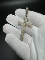 2.5” 10k Yellow Gold Cross 1.75ctw Natural Diamonds 6mm Bail 6.4g
