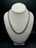 8mm Rhodium Plated Diamond Cut Silver Cuban Chain