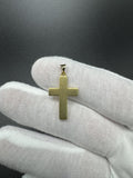 1” 14k Yellow Gold Square Cross Brushed Finish 3mm Bail 1.9g