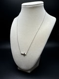 18” Silver Chain & 1/10ctw Natural Black Diamond Cross 1.5g