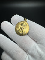 1” 18k Yellow Gold Mary Pendant 3.3mm Bail 6.6g