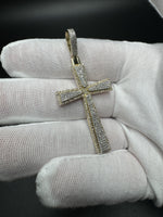2.5” 10k Yellow Gold Cross 1.75ctw Natural Diamonds 6mm Bail 6.4g