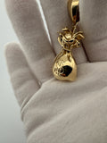 2” 14k Yellow Gold Money Bag Pendant 7mm Bail 12.81g