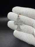 1.75" Silver Gothic Cross 1.2ctw VS/VVS Lab Diamond 6.3mm Bail 4.6g