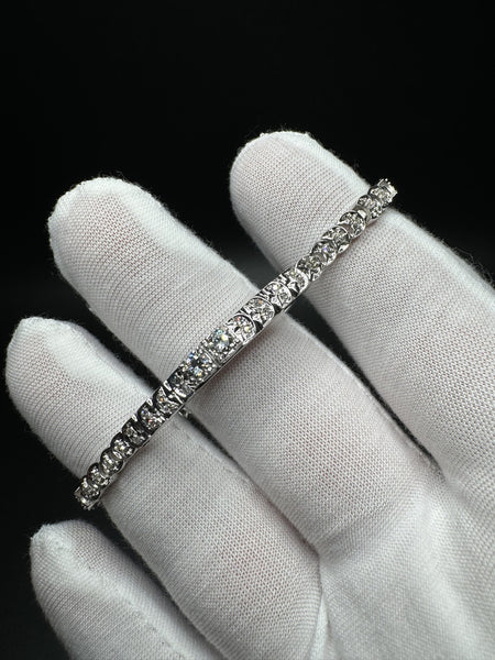 7” 14k White Gold 1/2ctw Si Natural Diamond Fancy Tennis Bracelet 12.0g