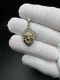 1.5” 10k Yellow Gold Iced Out Lion Pendant 1ctw Natural Diamonds 5.1mm Bail 3.6g