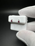 14k White Gold Ruby & Natural Diamond Drop Studs .7g