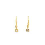 1.00ctw lab grown diamond graduated two-stone drop leverback earrings in 14K yellow gold, view 3 - Ott Family Jewelry
