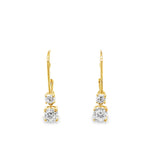 1.00ctw lab grown diamond graduated two-stone drop leverback earrings in 14K yellow gold - Ott Family Jewelry