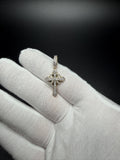 1.25" 10k Yellow Gold Sunburst Cross 1/2ctw Natural Diamond Pendant 8mm Bail 2.3g