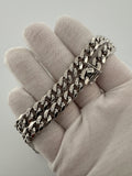 8mm Rhodium Plated Diamond Cut Silver Cuban Chain