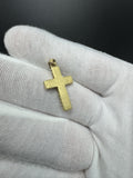 1” 14k Yellow Gold Square Cross Brushed Finish 3mm Bail 1.9g