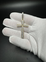 2.5” 10k Yellow Gold Cross 1.75ctw Natural Diamonds 6mm Bail 6.4g