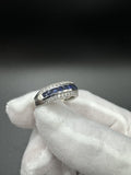 Size 8 Silver 1/3ctw Natural Diamond & Natural Sapphire Ring 3.7g