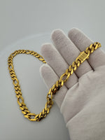22” 14k Yellow Gold Monaco Figaro 8.5mm 31.4g