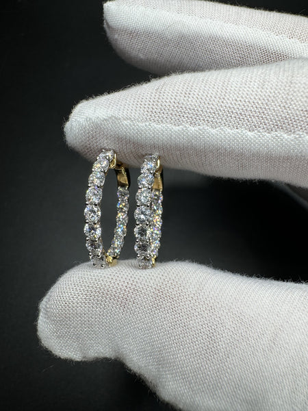 20mm Gold over Silver 3ctw VS/VVS Lab Diamond Inside Out Hoops 4.7g