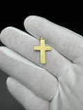 1” 14k Yellow Gold Square Cross Brushed Finish 3mm Bail 1.9g