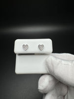 10k White Gold Heart Shape 1/10ctw Natural Diamond Cluster Studs 1.0g