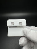 10k White Gold Heart Shape 1/10ctw Natural Diamond Cluster Studs 1.0g