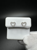 8mm 10k White Gold 1/5ctw Natural Diamond Cursive Style Heart Outline Studs .7g
