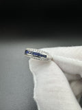 Size 8 Silver 1/3ctw Natural Diamond & Natural Sapphire Ring 3.7g