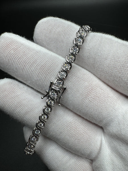 7.5” Silver S Link 2ctw VS/VVS Lab Diamond Tennis Bracelet 13.5g